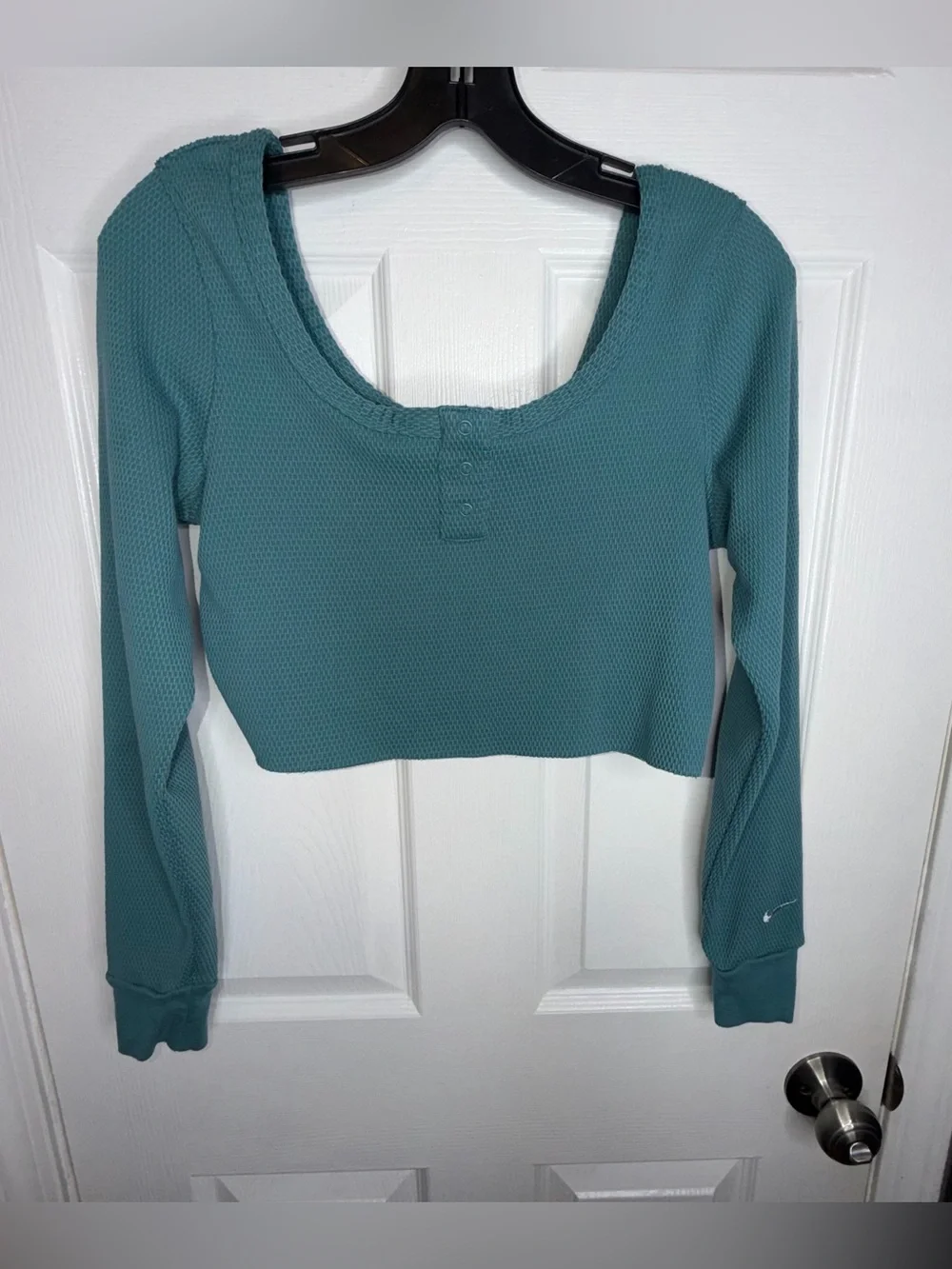 NWOT Nike Women’s Medium Everyday Waffle Knit Crop Top & Legging Pant Set M Teal